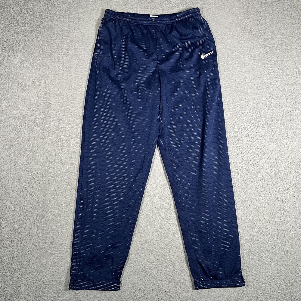Nike Pants Mens Large Blue Vintage‎ Mesh Basketball Warm Up Ankle Zip Pockets